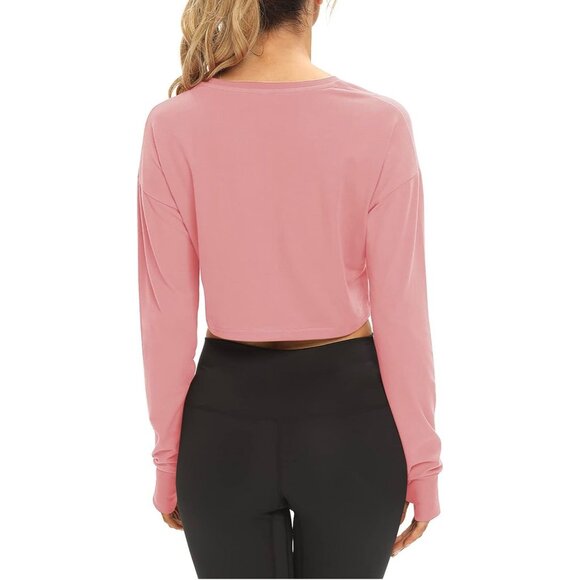 🌸3/$15🌸Long Sleeve Mauve Crop Top Athletic Shirt with Thumb Holes sz M - Picture 3 of 6